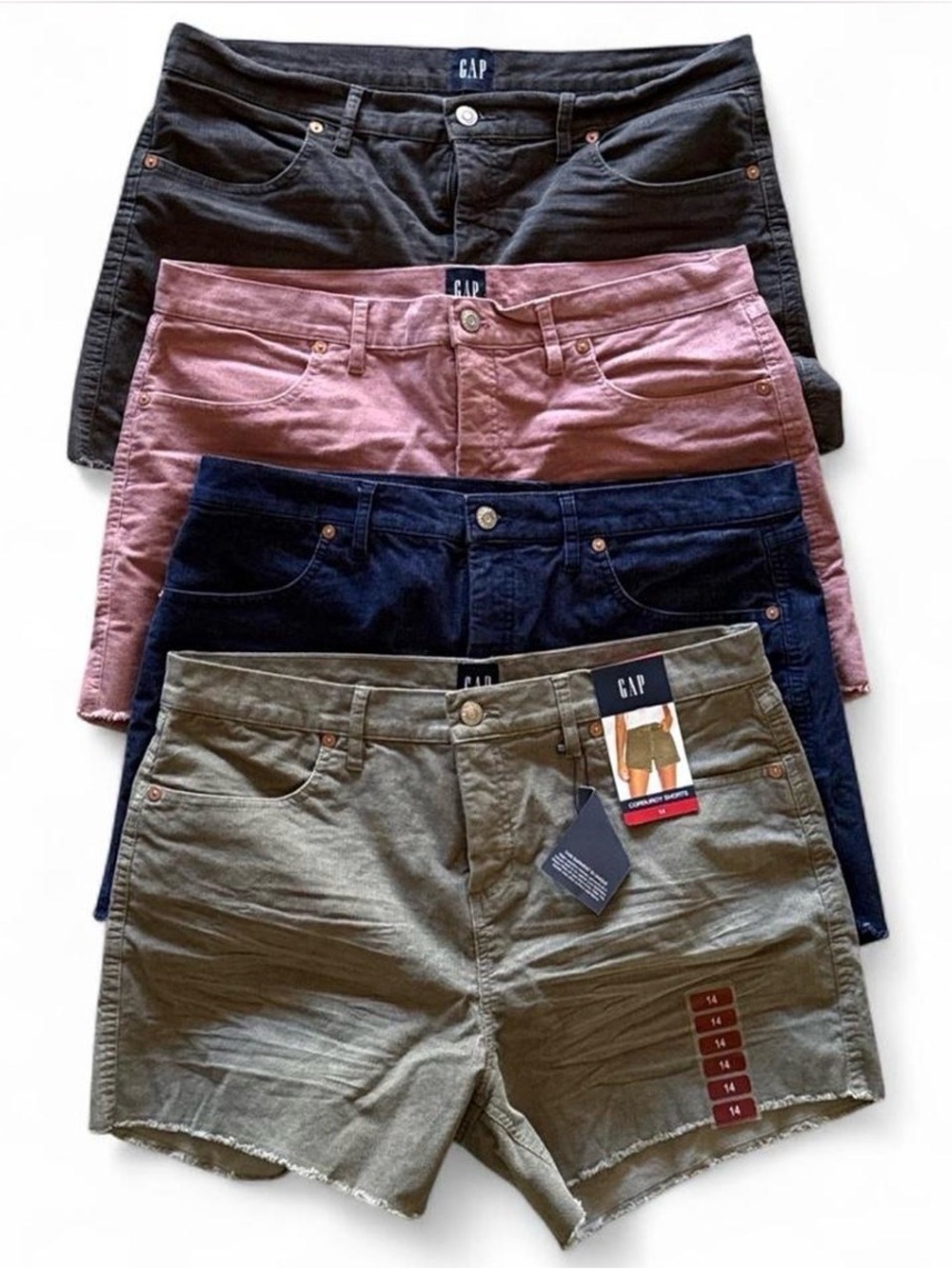 GAP Women's Cotton Shorts Bundle - Olive, Navy, Dusty Pink, Gray- Size 14